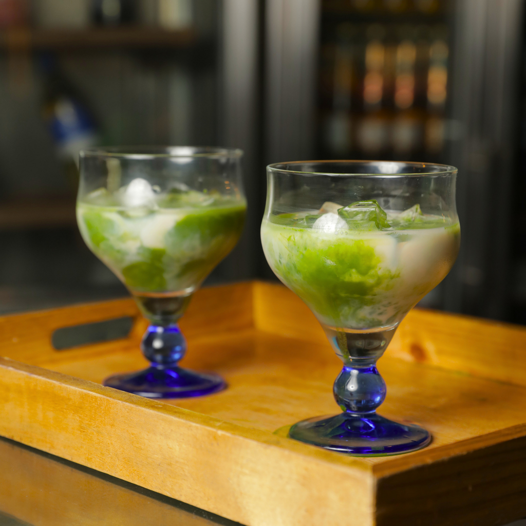 Japanese matcha latte made with Gua Cha matcha powder